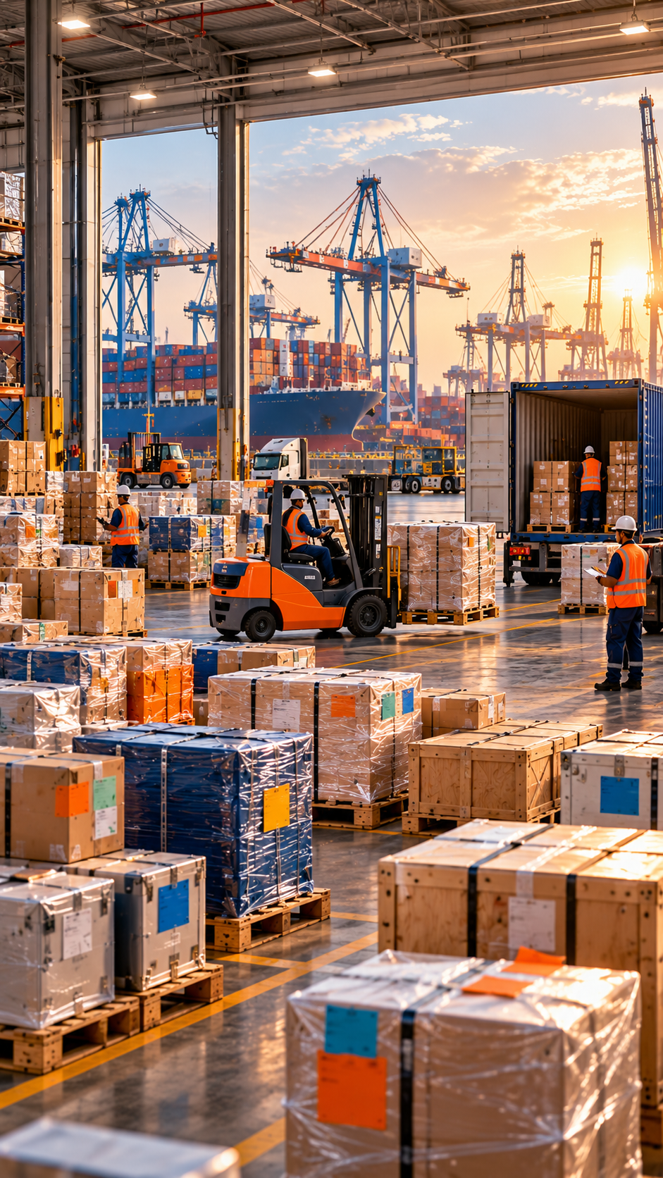 Warehouse racking with stored cargo